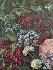 Antique French Oil on Board Painting Floral Bouquet Still Life 1881 Signed