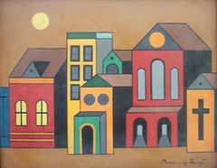 Jenő Barcsay painting – titled: Szentendrei házak, (Houses of Szentendre city)