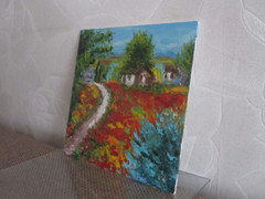 landscape provence original oil painting, poppy field painting,provence wall art