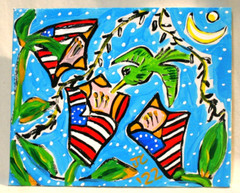 HUMMINGBIRD AMERICANA Jr CHARLIE FAST OUTSIDER POLITICAL FOLK POP ART AMERICA