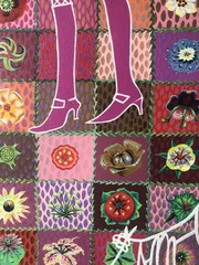 Pat Redding Unique Painting Acrylic Linen Witch Feet Patchwork Fine Art Rocker