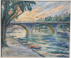 Luisa Wilhem Excellent Rare oil painting circa 1950 Seine River Paris