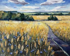 Ukraine Painting Original Oil Painting Wheat Fields Landscape Art 16×20″ signed