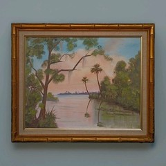 Vtg Highwaymen style Florida oil painting landscape „Greg“ 16 x20