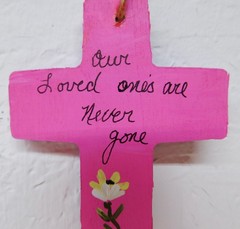 Wood Cross with Butterfly flowers and quote Original Art Painting by Rain Crow