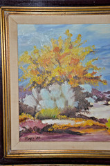 VINTAGE DESERT OIL LANDSCAPE SPRING IN BLOOM CALIFORNIA PLEIN AIR 29″X25″ framed