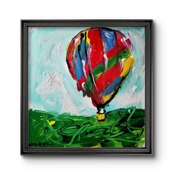 Original Abstract Balloon Painting Canvas Neo Expressionist Fine Art Decor 12×12