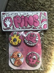 4 Pack Hand Made 1.5″ Button Pins Shortiez Ink In Package Monsters