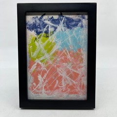 Framed Original Abstract Art Painting „Walking on Clouds“ Acrylic 5×7 TH9