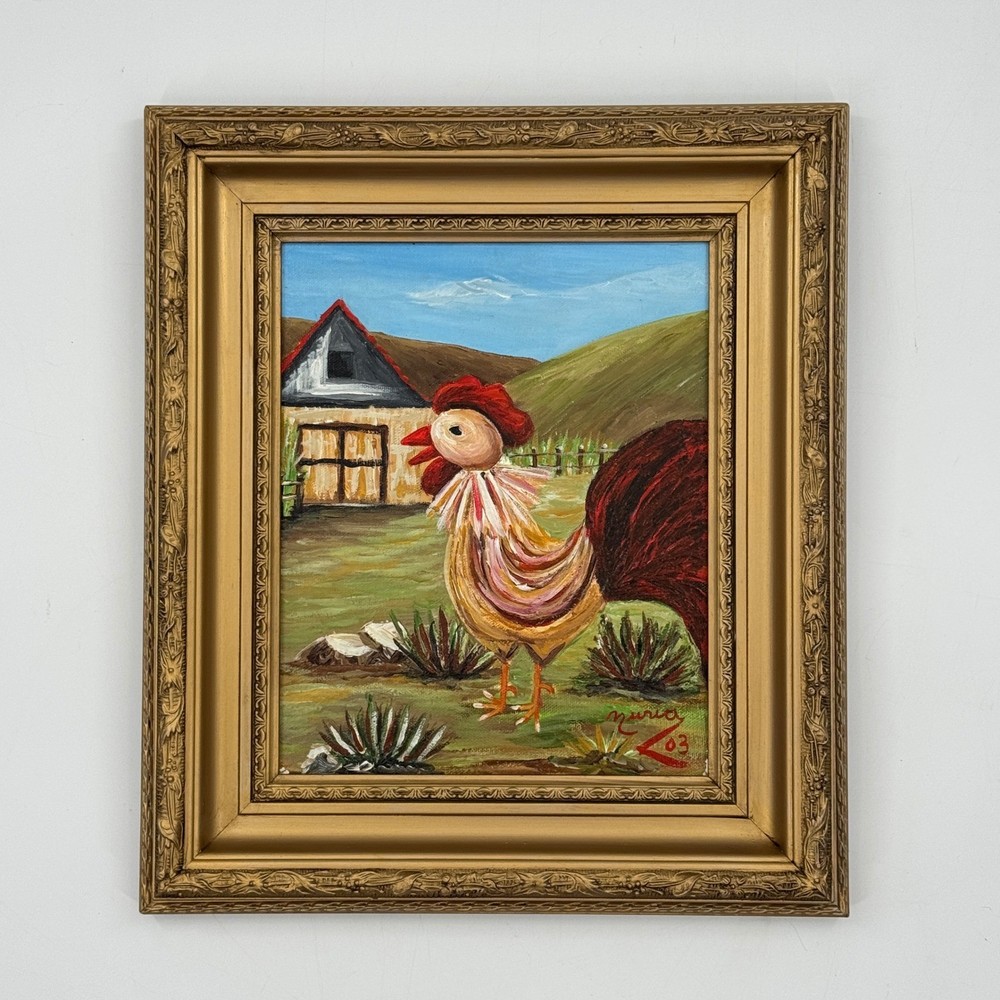 Original Rooster Painting by Miami Artist Nuria Mesa „Gallito Kikirikí“