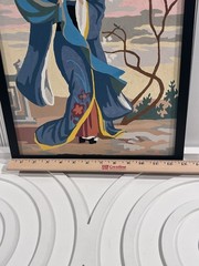 Vintage Paint by Number GEISHA GIRL Asian Oriental Kimono MCM Framed Art 13×17