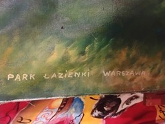 Vtg Lazienki Park Warsaw Poland Impressionist Landscape Oil Painting Signed