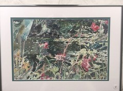 GIVERNY, FR, MONET’S LILY POND / ORIG. W/C / FRAMED / 14″HX20″W / MIMI DAVIS, AR