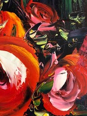 Floral in Vase,Original Oil Painting by R. Cook, 61 X91 cm