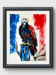 Original Contemporary 11×14 Eagle Acrylic Signed Patriotic Wall Art Paper P136