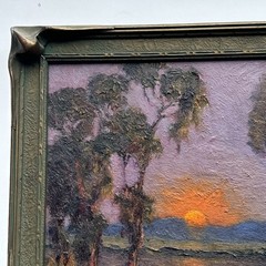 CALIFORNIA SUNSET PAINTING LANDSCAPE ANTIQUE FRAME DAVID WESTERLING LISTED 10″