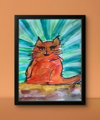 Good Energy 11 X 14″ Pet Cat Neo Abstract Impression Acrylic Painting Paper