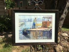 Original Tug Boat Watercolor by: LAURA HOPPER. Colorful-Detailed-Excellent.