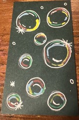 Aceo Bubbles Art Card 2×3.5 Signed By Artist