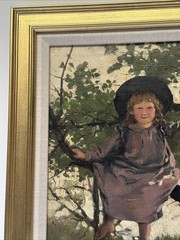 Charles Fries Painting Portrait His Daughter Landscape 1895 Antique 19th Century