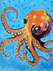 Abstract/Expressionism 11×14 Octopus One of a Kind Colorful Street Art Painting