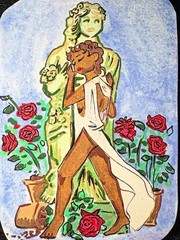 ACEO Original Pinup Greek Lady Statue Acrylic on Paper 2.5×3.5 by BrieMcDoodles