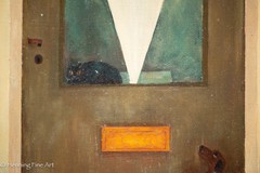 Vintage Francoise Gerard Oil Painting Surrealist French Store Front 12×16″