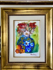 Cuban Artist Mildrey Guillot Original Oil Canvas “Blue Vase” 20 3/4” X 25 1/4”