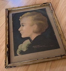 Vintage Original 1934 Deco Painting Blonde Pinup Art Girl Woman Female Portrait
