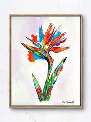 Original Tropical Flower Art 14×11 Canvas Abstract Expressionist Signed Painting