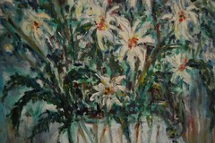 FRAMED SIGNED ORIGINAL OIL DAISIES DAISY FLOWERS A STILL LIFE ARTIST HECTO VIDAL