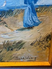 Oil Painting Nuns A Windy Day signed 1969 framed 13″ x 15”