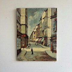 Detailed Cityscape Oil Painting „City Street“ Refined Small Art