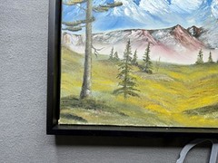 Vintage Original Washington Cascades PNW Landscape Textured Painting 24×18 Frame