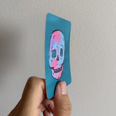 ACEO Original Acrylic Painting Colorful Skull Skeleton Bones | Prism Bones #3/3