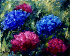 Original Oil Painting Hydrangea Flowers 10”x8” Colorful Floral Art by Debra Hurd