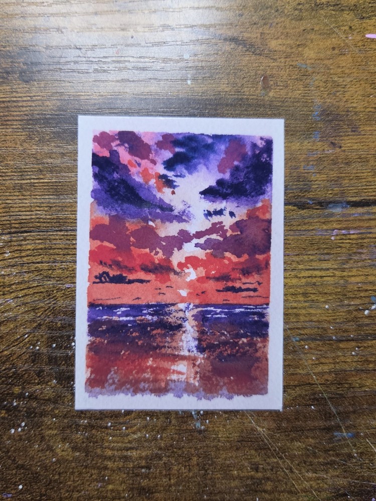 ACEO *Art Print Original Watercolor Sunset 2.5×3.5