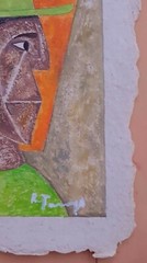 RUFINO TAMAYO 11″ x 8.5″ -HOMBRE CON SOBRERO VERDE- OIL PAINTING ON NATIVE PAPER