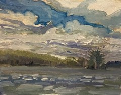 Oil Landscape Sketch Spikey Pine Panel En Plien Air Janice Taylor-Prebble