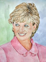11,69 × 16,53″ Princess Diana ~Queen of Hearts~ watercolor SIGNED&DATED