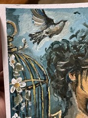ACEO Original Painting „A Quiet Uncaging“ Impasto Textured Fine Art Woman