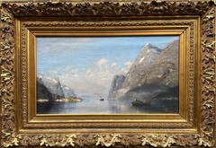 Georg Anton Rasmussen (1842-1914) : Norwegian Fjord View, Oil On Canvas , Signed