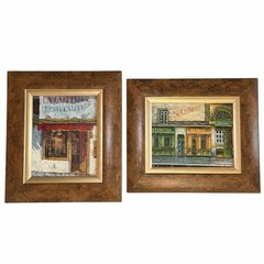 Pair Mariel Chapot Original Oil Paintings Signed Framed French Cafe Street Scene