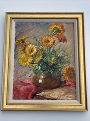ARNOLD HOFFMAN PAINTING ANTIQUE NEW YORK STILL LIFE FLORAL LISTED FAMOUS 1940’S