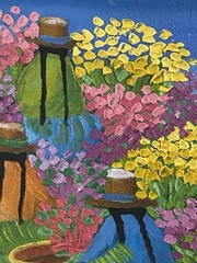 IMPRESSIONIST OIL PAINTing FOLK ART Flowers Girls Landscape Framed 11×13
