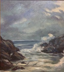 Vintage Barbara Van Stappen Gloucester CAPE ANN Crashing Waves Seascape PAINTING
