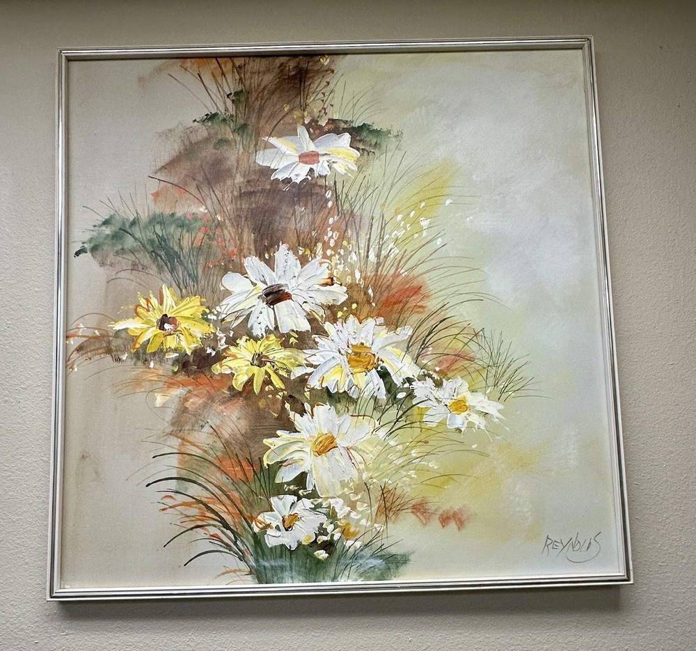 Original signed Lee Reynolds Oil On Canvas Painting 41×41” With Frame 1960s