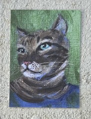 ACEO PRINT of original painting Regal Cat Portrait by Gale 3.5×2.5″
