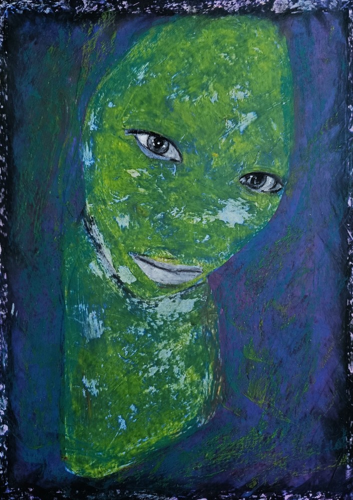 Portrait – Abstract Modern Art – Oil Chalk A4 Paper – Modern Art