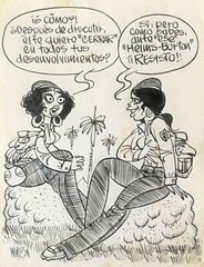 Criollitas de Wilson. Ink on cardboard. Original signed. Created in ca 1975.